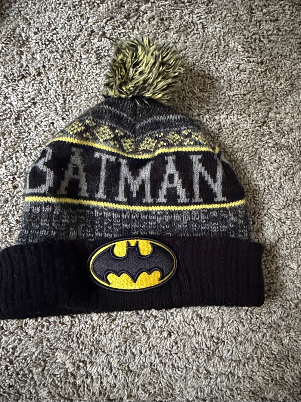 Batman Black and Yellow Knit Pom-Pom Beanie